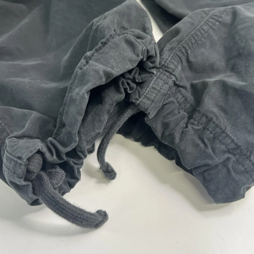 Superdry Ripstop Pants Mens 32x32 Black Cargo Elastic Waist Drawstring Workwear